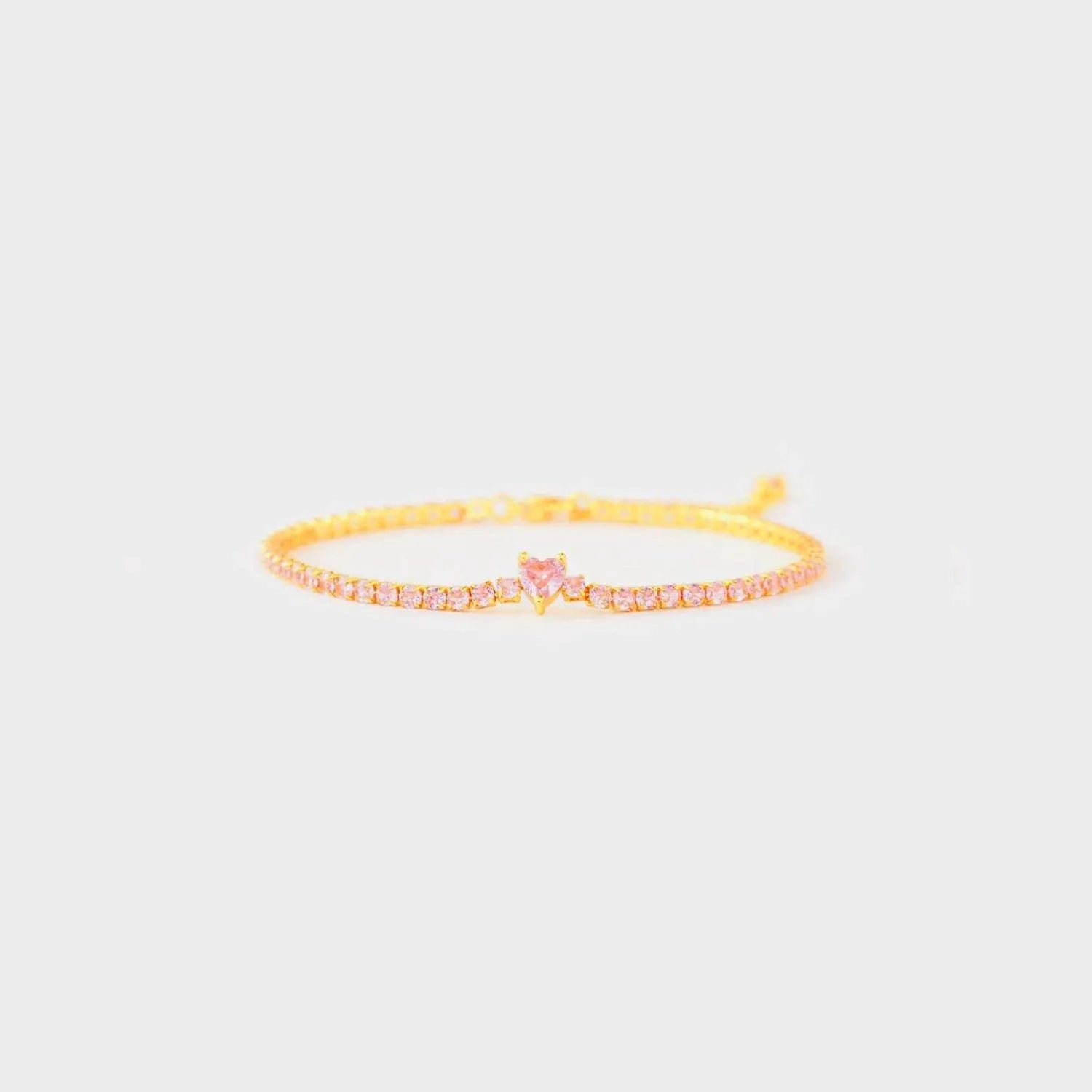 Heart Shape Inlaid Zircon 18K Gold-Plated Bracelet Gold One Size Bracelets - Tophatter Daily Deals